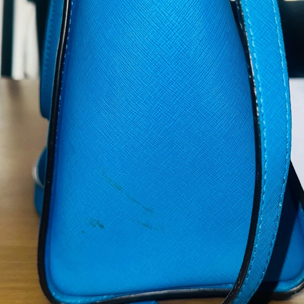 Michael Kors Blue-Teal Saffiano Leather Satchel Crossbody Bag